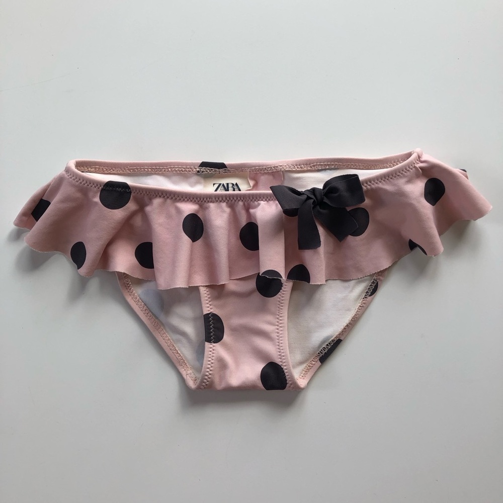 ZARA Kids Baby Toddler Girl Swim Bottoms Swimsuit polka dot Sz 2-3T Pink Black